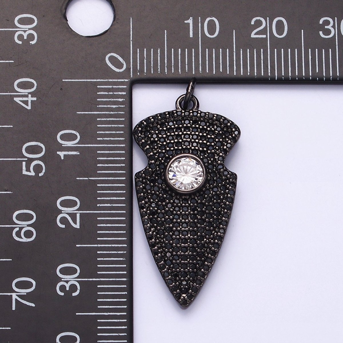 14K Gold Filled 35mm Clear CZ Micro Paved Arrow Point Charm in Silver, Gold, Black | N1126 - N1128