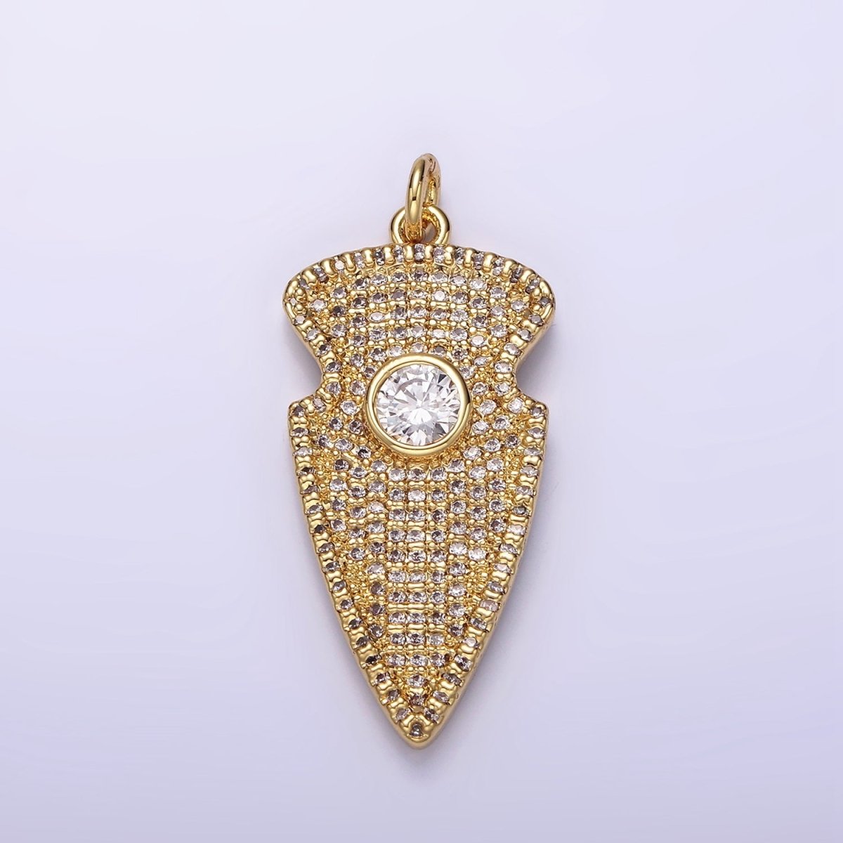 14K Gold Filled 35mm Clear CZ Micro Paved Arrow Point Charm in Silver, Gold, Black | N1126 - N1128