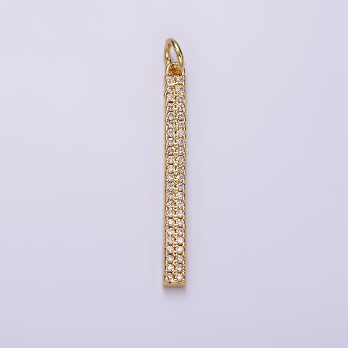 14K Gold Filled 35mm Micro Paved CZ Long Bar Charm in Gold, Silver & Black | N1120 - N1125