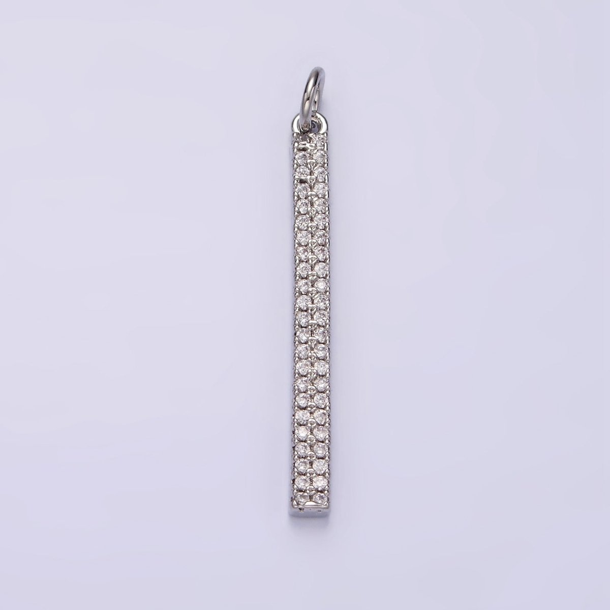 14K Gold Filled 35mm Micro Paved CZ Long Bar Charm in Gold, Silver & Black | N1120 - N1125