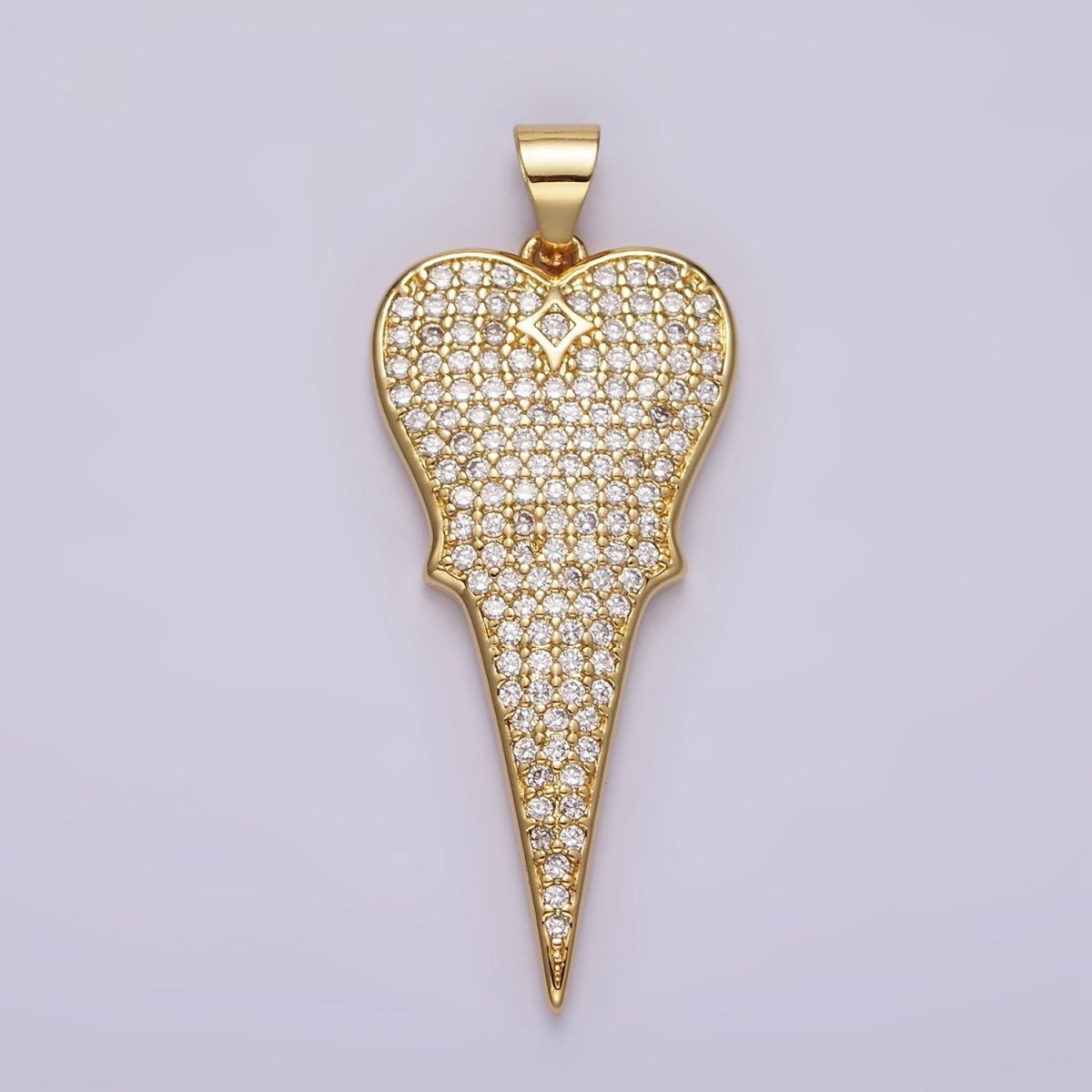 14K Gold Filled 35mm Micro Paved CZ Long Heart Pendant | AA1104 - DLUXCA
