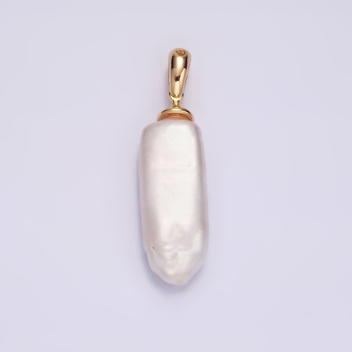 14K Gold Filled 37.5mm Biwa Freshwater Pearl Long Stick Pendant | AA728 - DLUXCA