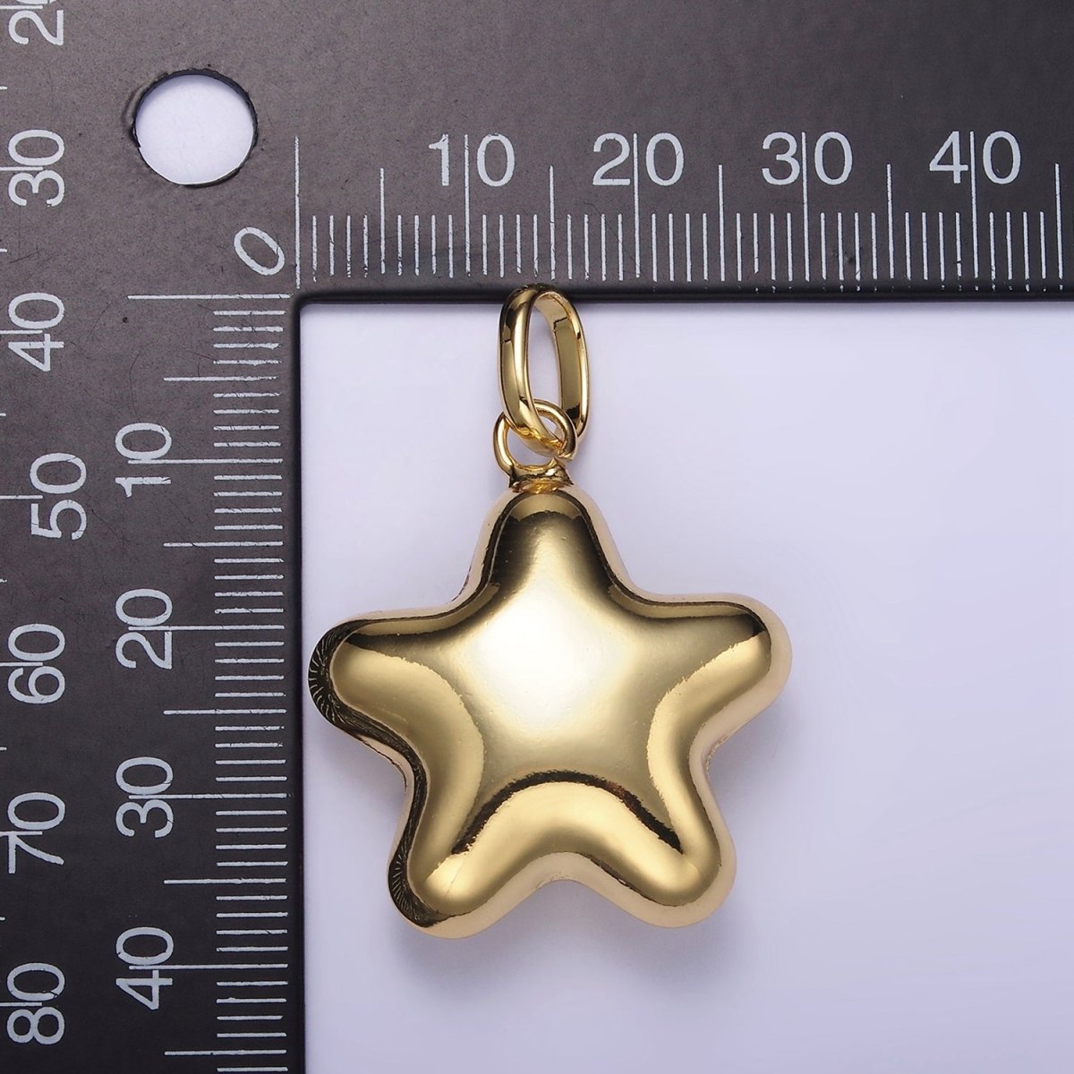 14K Gold Filled 40mm Celestial Star Minimalist Puffed Pendant in Gold & Silver | AA1315 AA1316