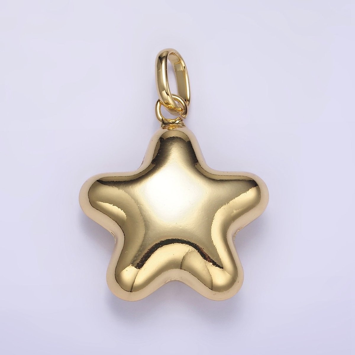 14K Gold Filled 40mm Celestial Star Minimalist Puffed Pendant in Gold & Silver | AA1315 AA1316