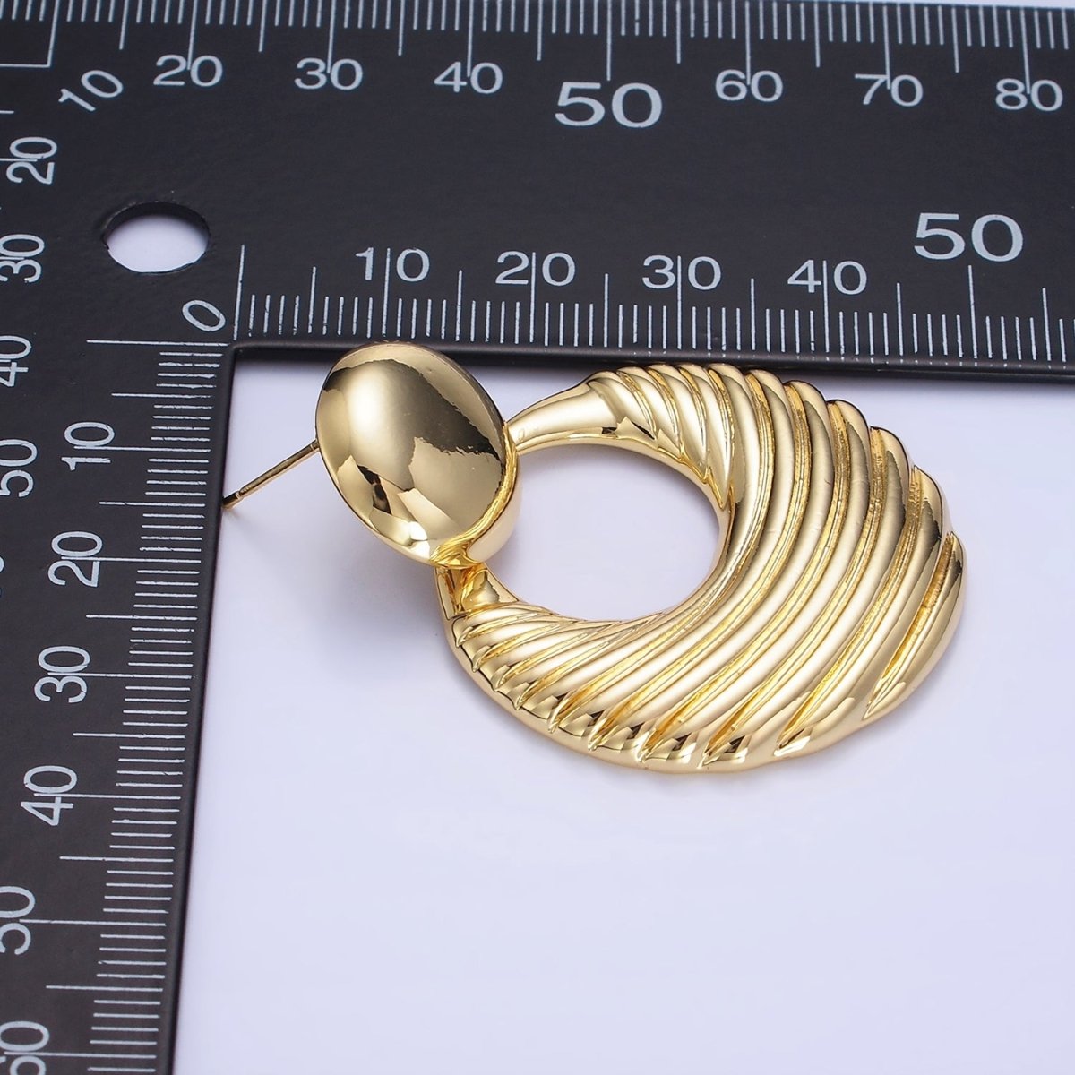14K Gold Filled 40mm Geometric Door Knock Drop Stud Earrings in Gold & Silver | P494 P495