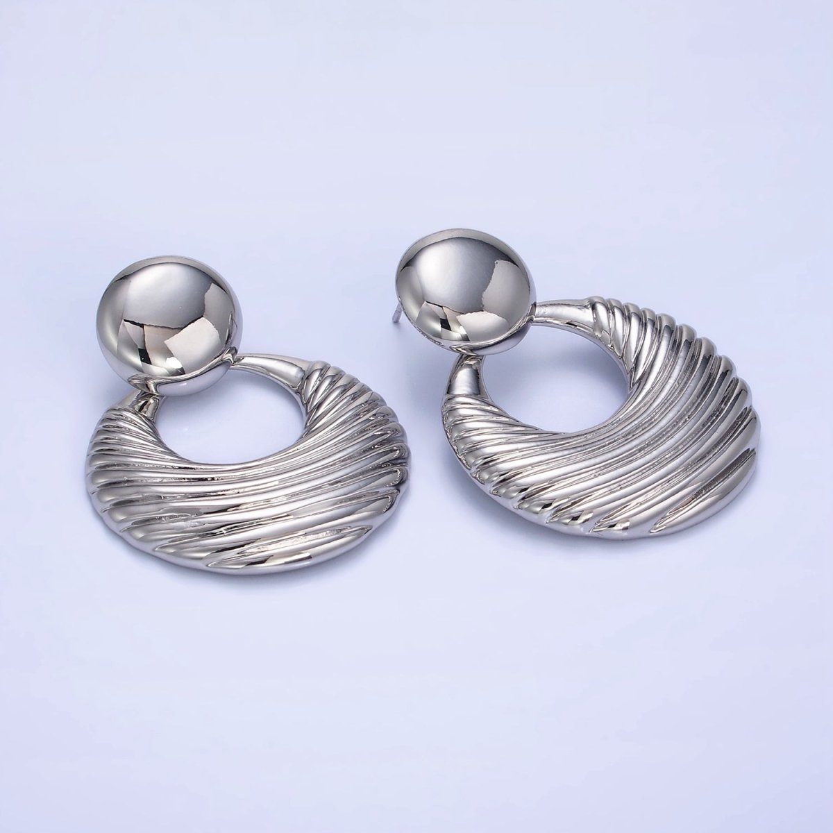 14K Gold Filled 40mm Geometric Door Knock Drop Stud Earrings in Gold & Silver | P494 P495
