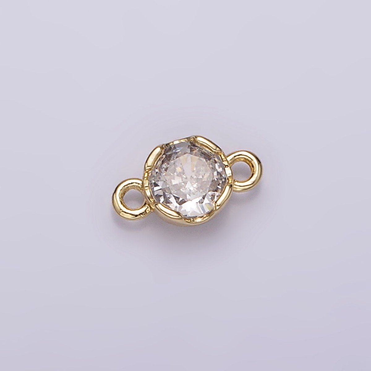 14K Gold Filled 4.5mm Clear CZ Round Bezel Connector | G819 - DLUXCA