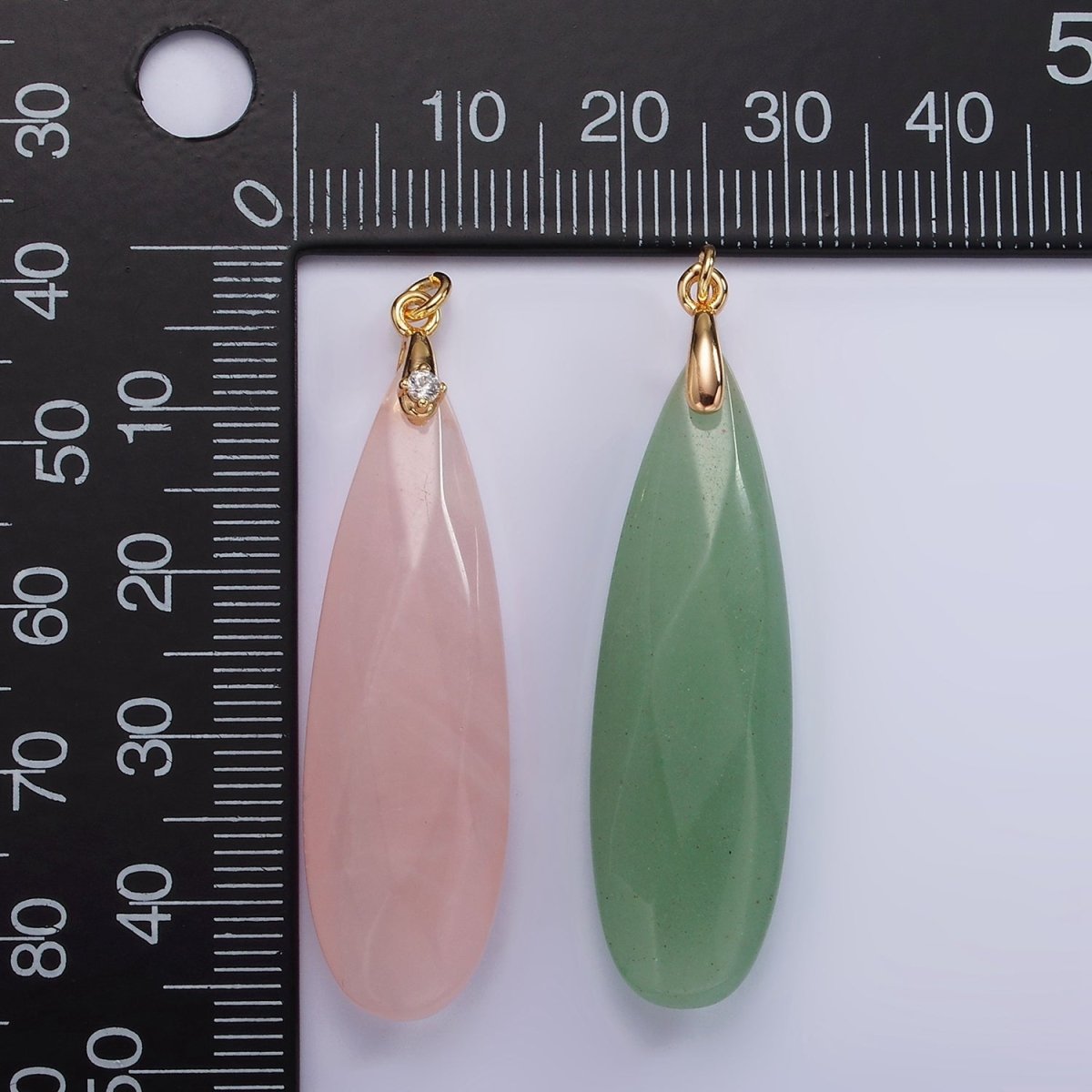 14K Gold Filled 45mm Natural Gemstone Teardrop Briolette Beads Charm | AC921 - AC927