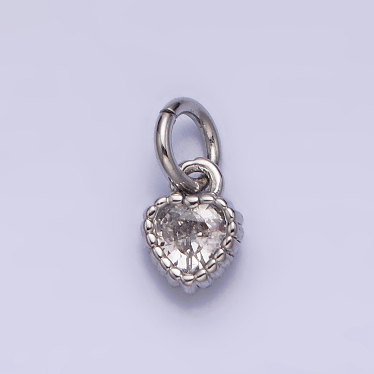 14K Gold Filled 4mm Clear Heart CZ Beaded Charm in Gold & Silver | AC1321 AC1322
