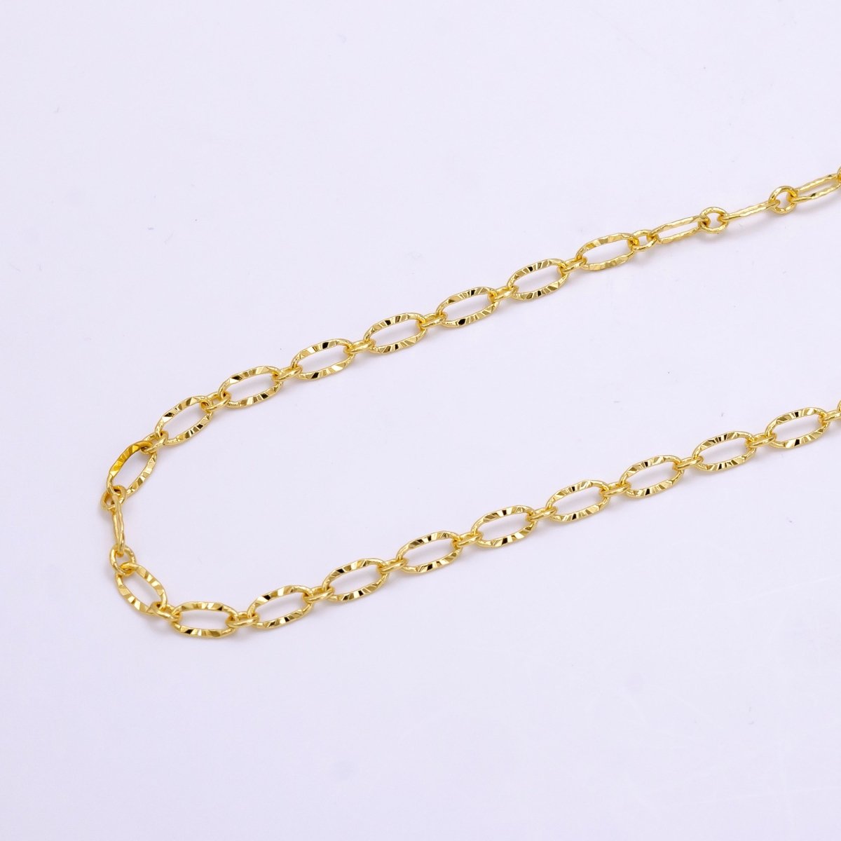 OS 14K Gold Filled 4mm Sunburst Paperclip Chain 29.5 Inch Necklace w. 2 Inch Extender | WA-2439