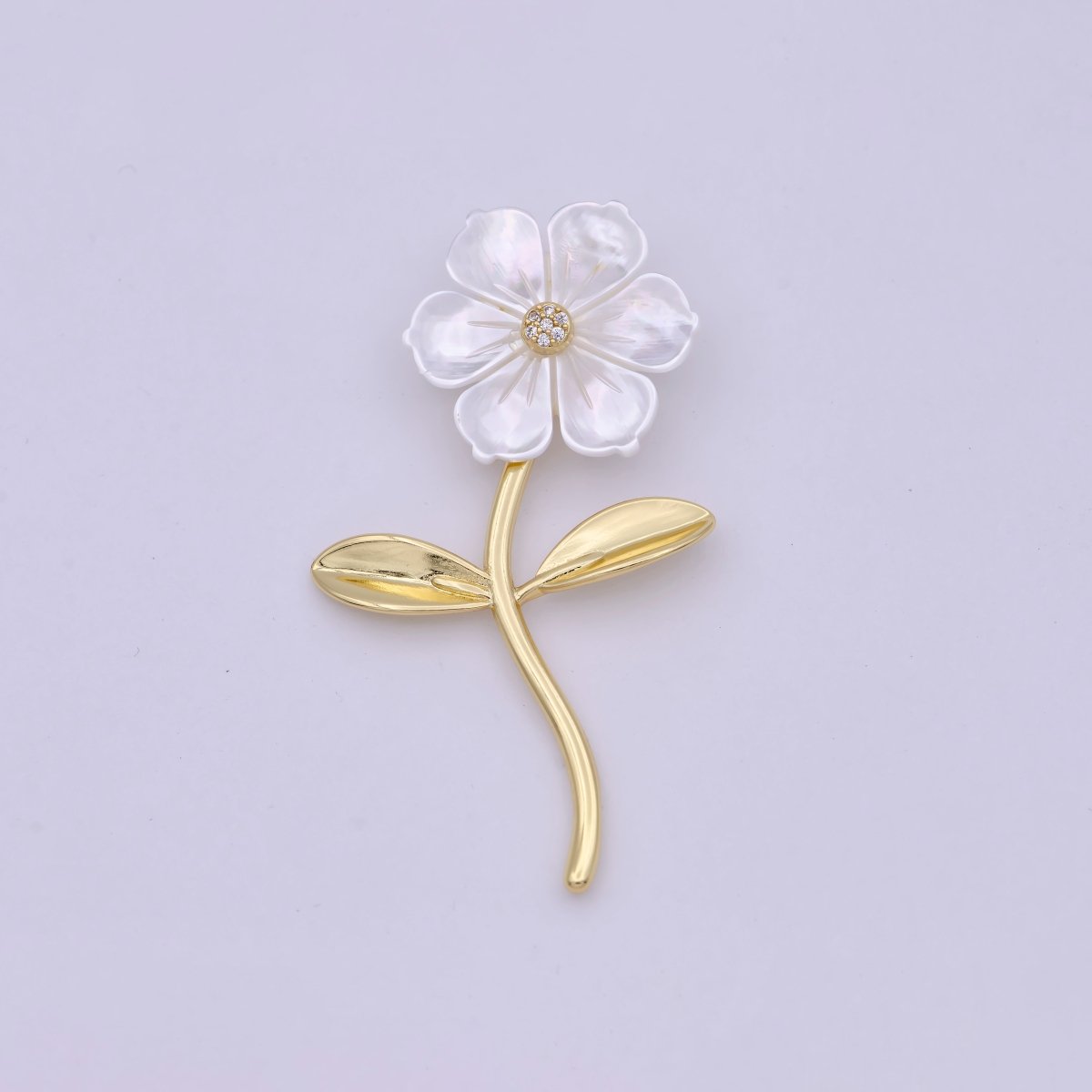 14K Gold Filled 52mm Micro Paved Bindweed Flower Pendant | H469 - DLUXCA