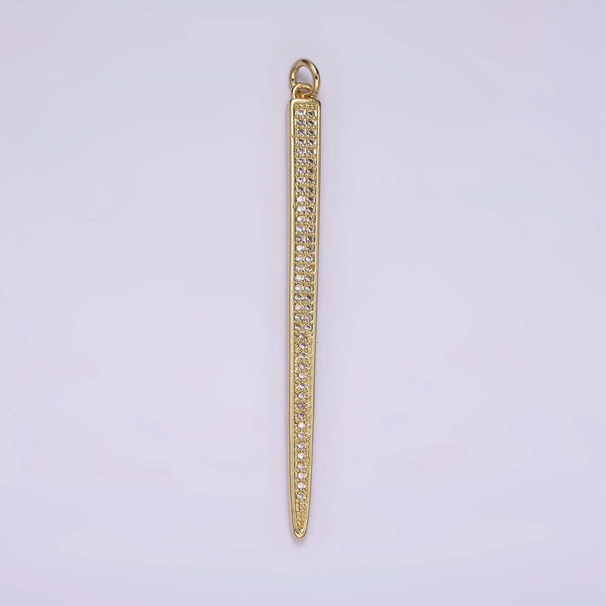 14K Gold Filled 55.5mm Clear Micro Paved CZ Linear Bar Charm in Silver & Gold | AG385 AG386