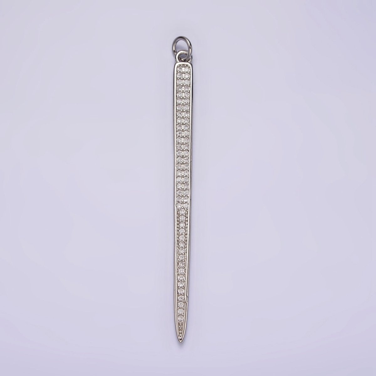 14K Gold Filled 55.5mm Clear Micro Paved CZ Linear Bar Charm in Silver & Gold | AG385 AG386