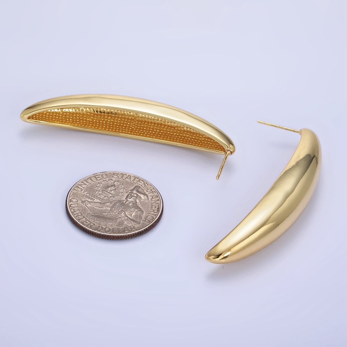 14K Gold Filled 55mm Curved Dome Sphere Stud Earrings | P465 - DLUXCA