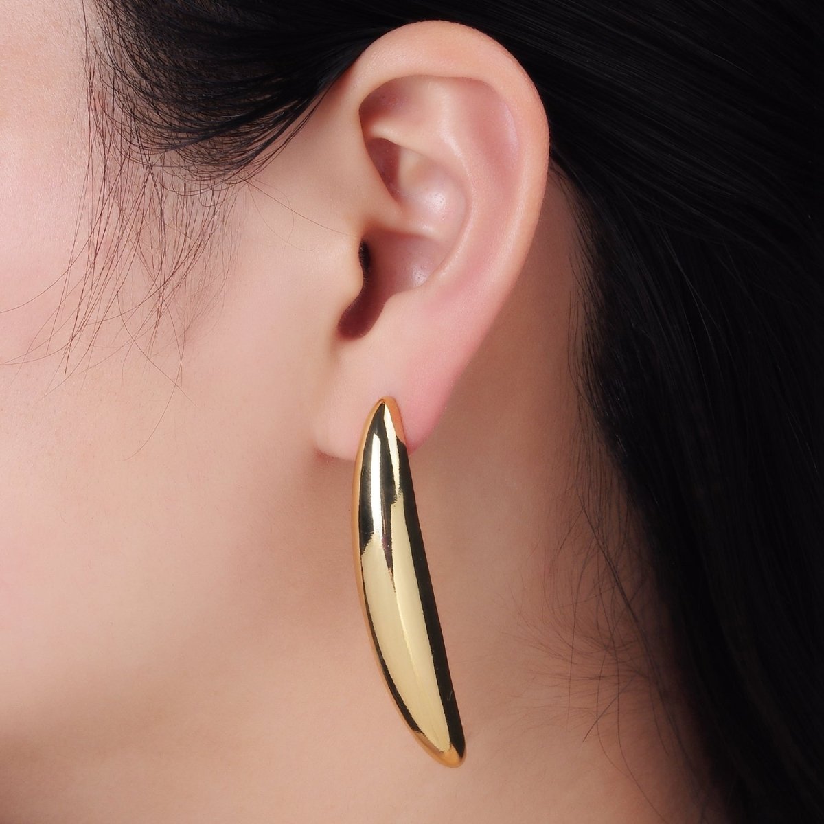 14K Gold Filled 55mm Curved Dome Sphere Stud Earrings | P465 - DLUXCA