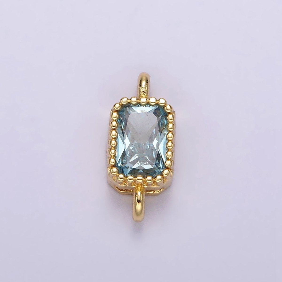 14K Gold Filled 5mm Blue, Baby Blue CZ Baguette Bezel Connector | G176 G177