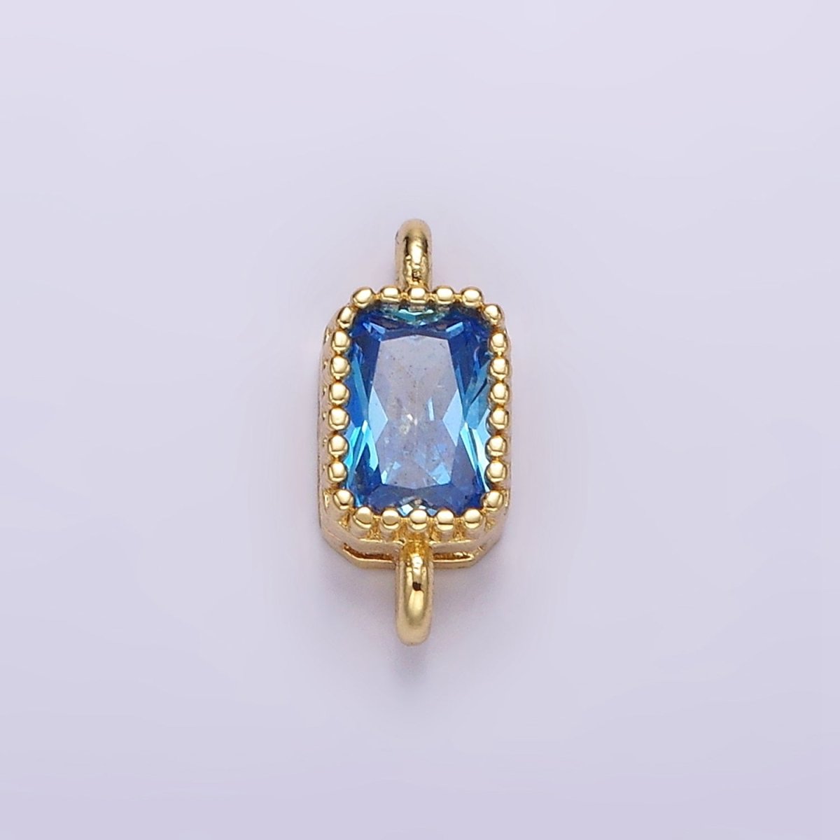 14K Gold Filled 5mm Blue, Baby Blue CZ Baguette Bezel Connector | G176 G177