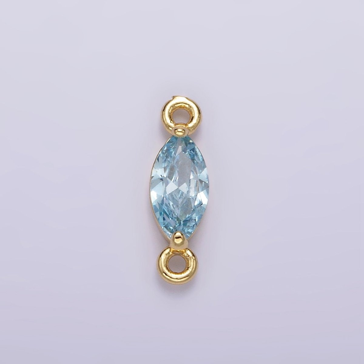 14K Gold Filled 5mm Blue, Baby Blue CZ Marquise Bezel Connector | G174 G175