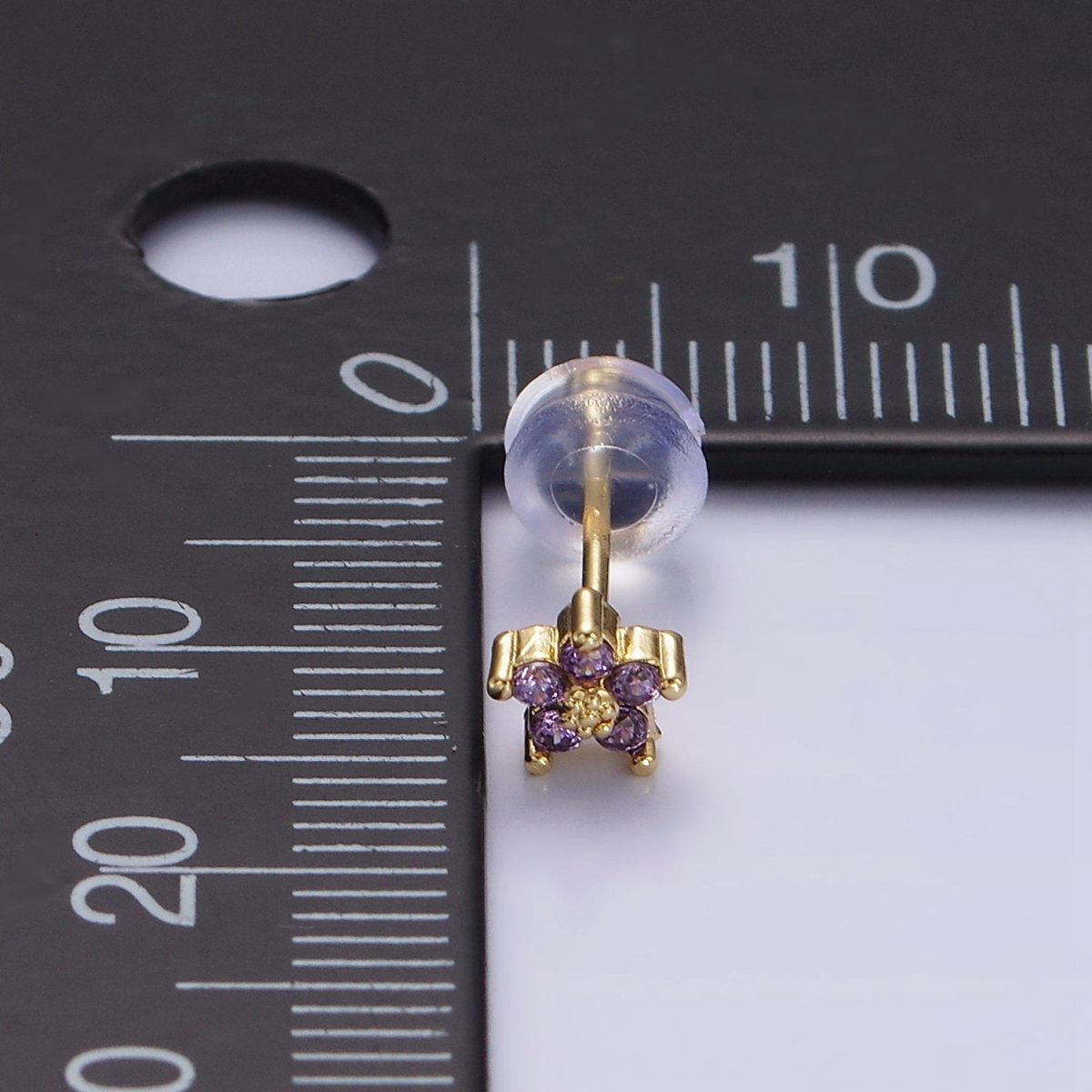 14K Gold Filled 5mm Mini Cubic Zirconia CZ Flower Stud Earrings | AE674 - AE683