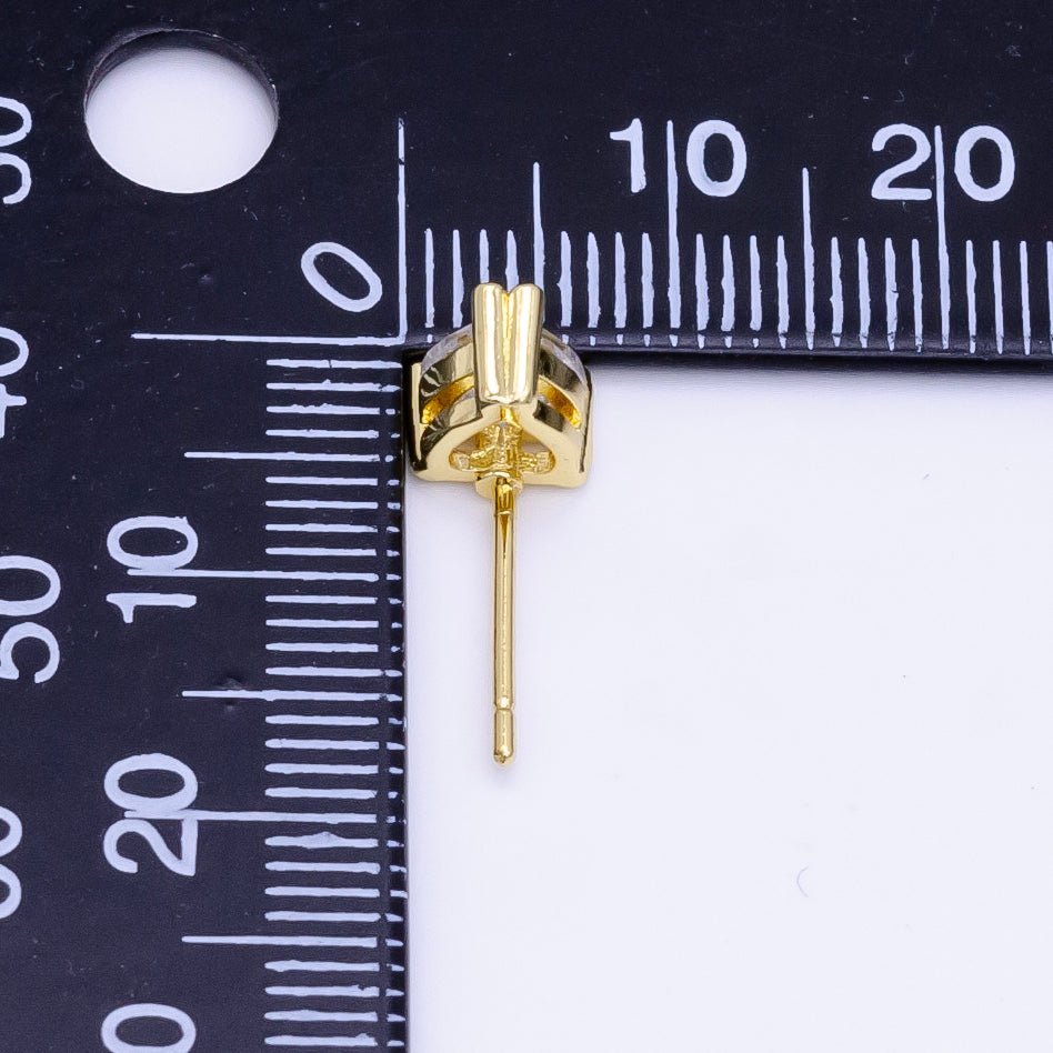 14K Gold Filled 6.5mm, 9mm Clear CZ Heart Bezel Stud Earrings | AE599 AE762