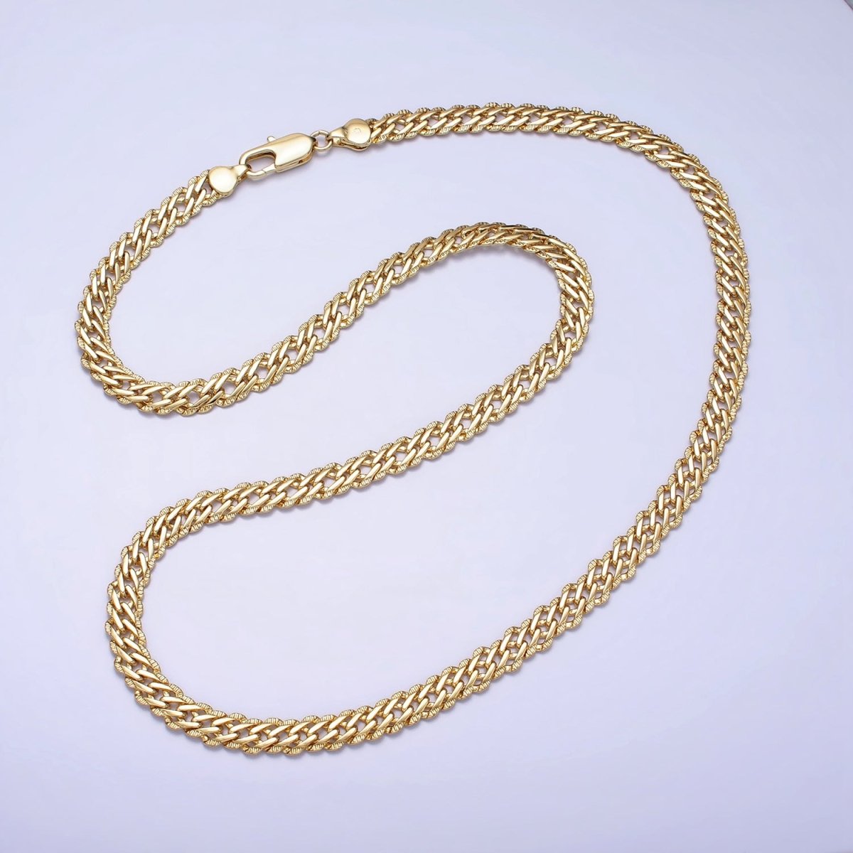 14K Gold Filled 6.6mm Designed Diamond-Cut Curb 21 Inch, 19.5 Inch, 24 Inch Layering Chain Necklace | WA-1734 WA-1738 WA-1739 Clearance Pricing