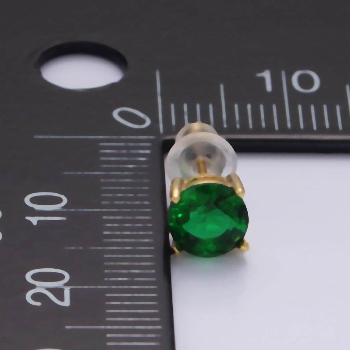 14K Gold Filled 6mm Clear, Pink, Blue, Green CZ Round Stud Earrings in Gold & Silver | V342 - V353