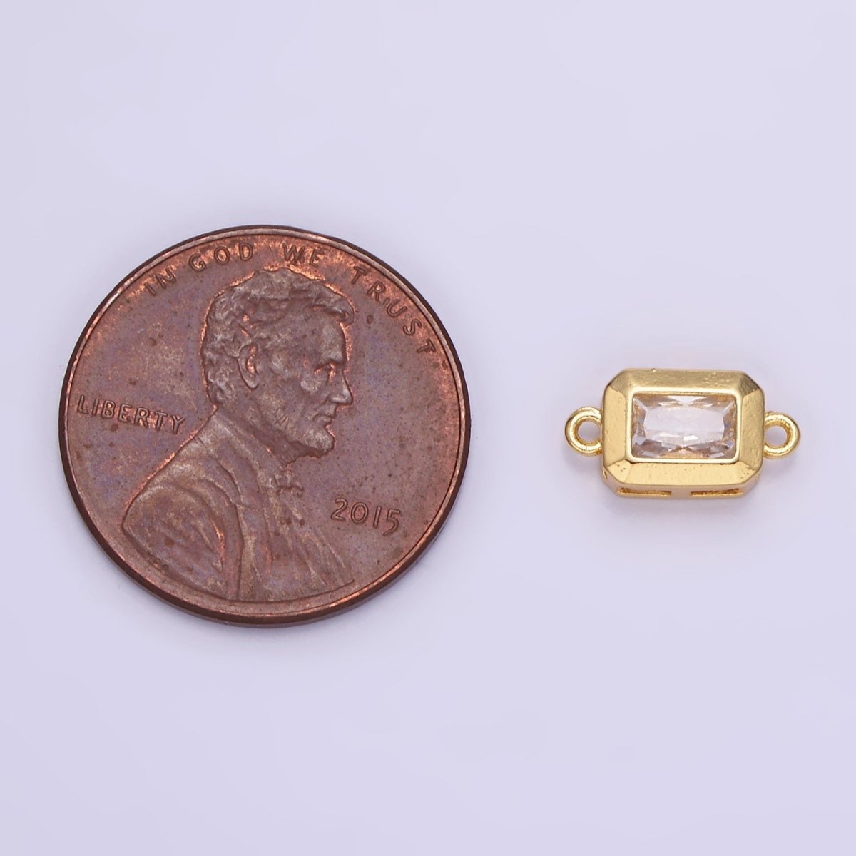 14K Gold Filled 6mm CZ Baguette Edged Bezel Connector in Gold & Silver | G310