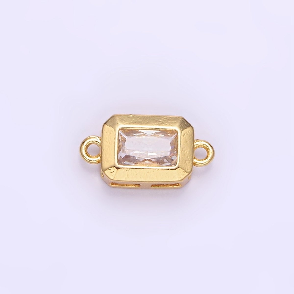14K Gold Filled 6mm CZ Baguette Edged Bezel Connector in Gold & Silver | G310