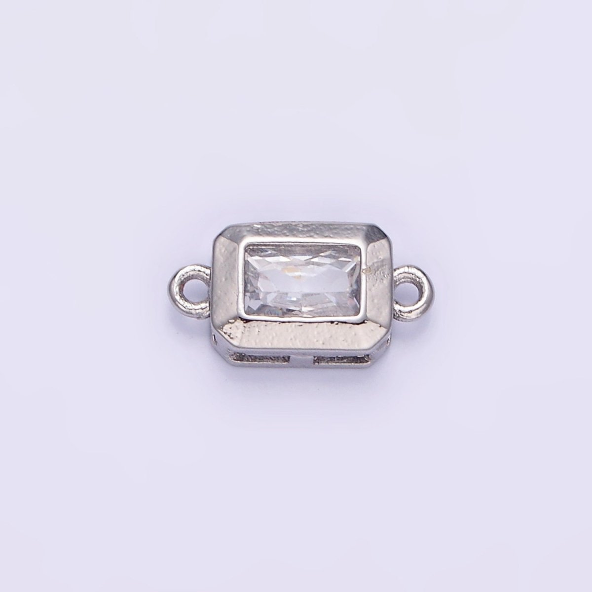 14K Gold Filled 6mm CZ Baguette Edged Bezel Connector in Gold & Silver | G310