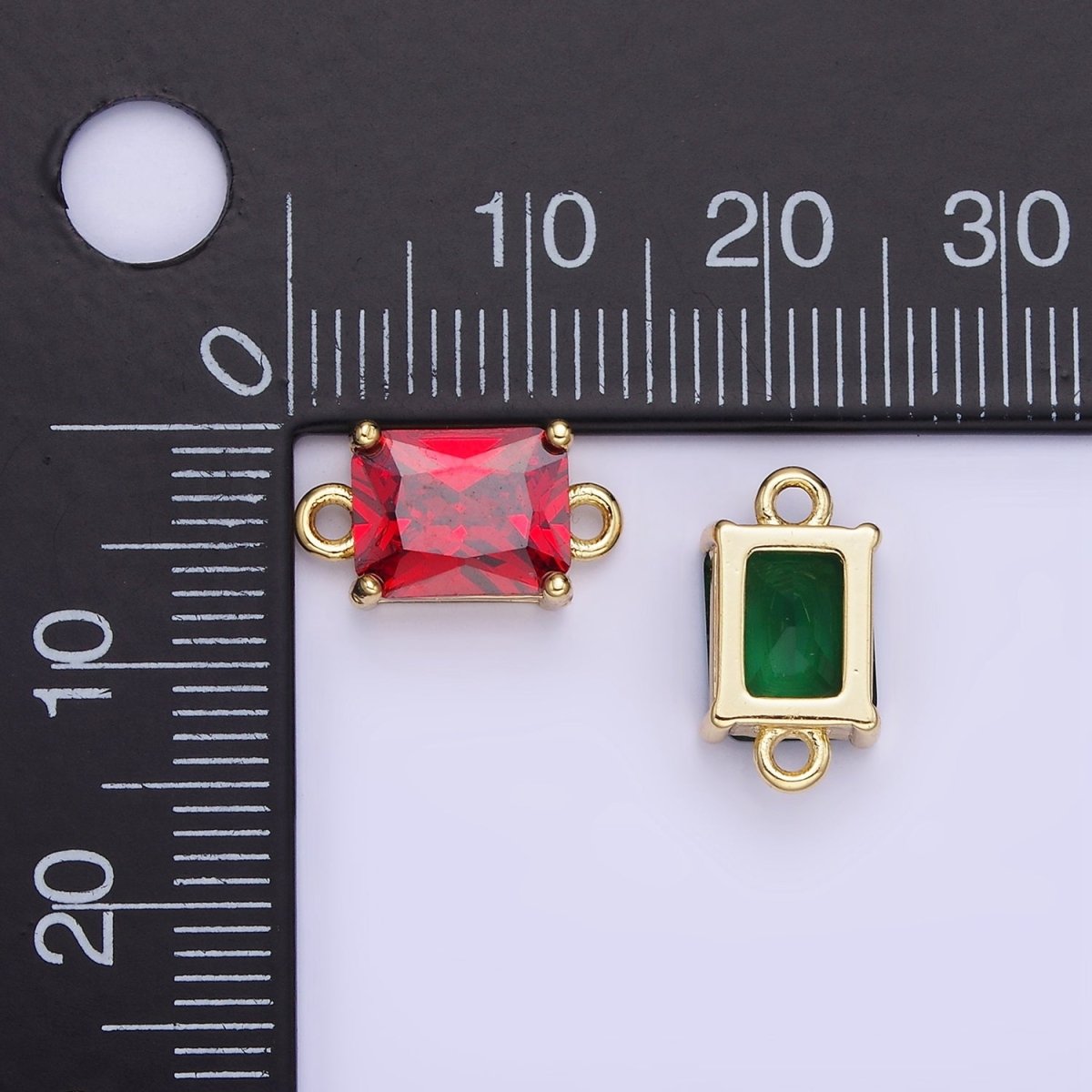 14K Gold Filled 7.5mm Baguette CZ Connector | G430 - G437