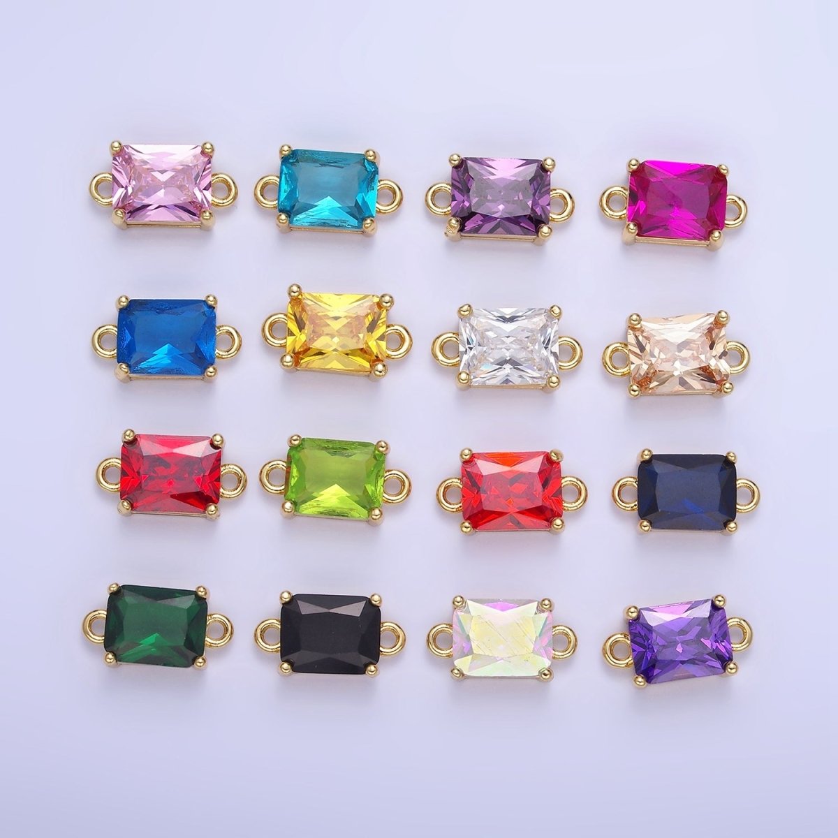 14K Gold Filled 7.5mm Baguette CZ Connector | G430 - G437