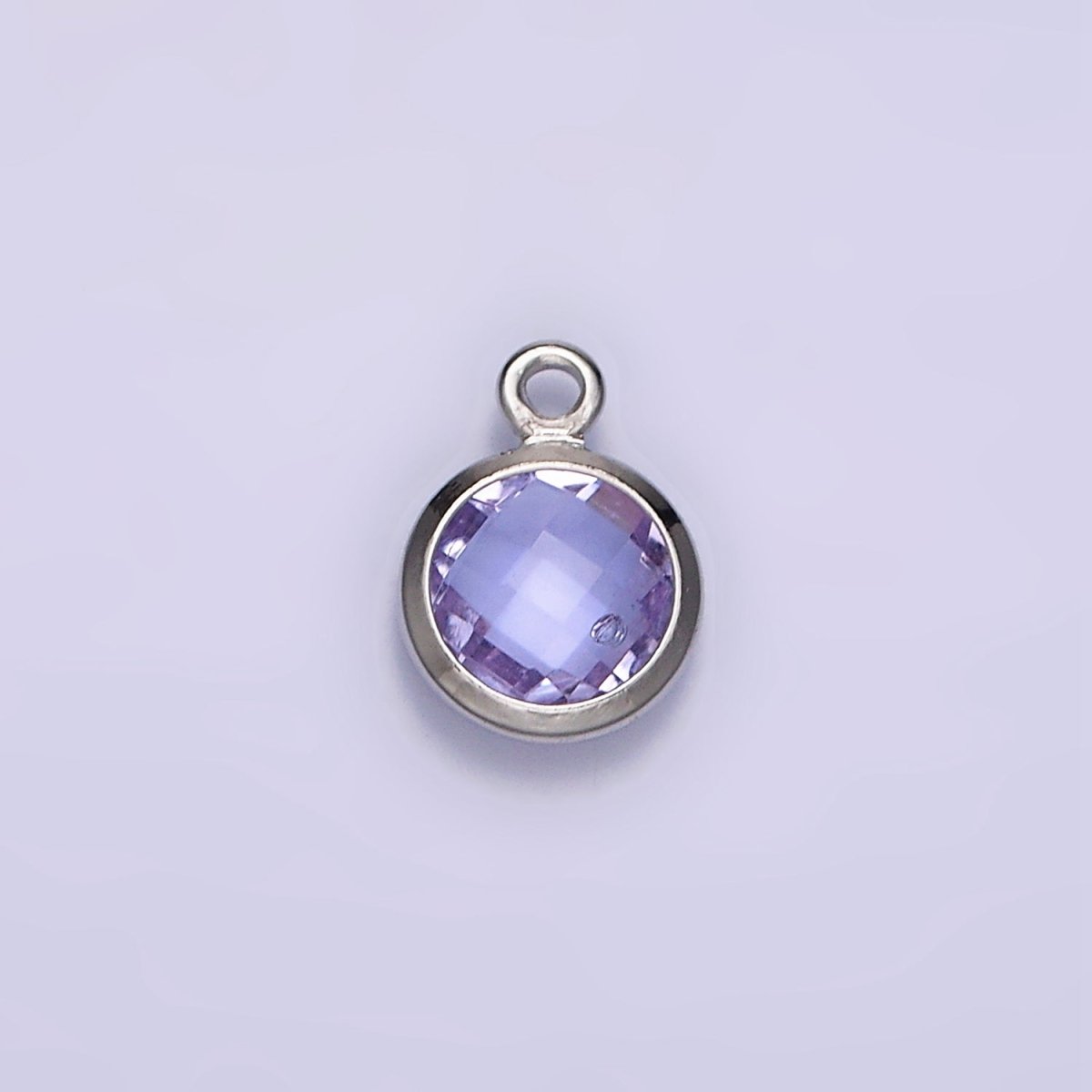 14K Gold Filled 7mm, 9mm Purple Multifaceted Birthstone Round Charm in Gold & Silver | AC894 - AC897