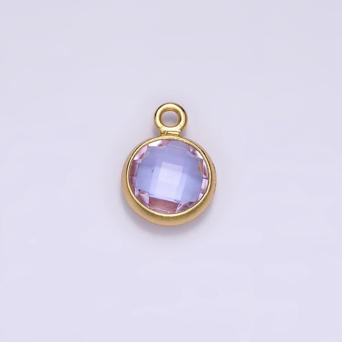 14K Gold Filled 7mm, 9mm Purple Multifaceted Birthstone Round Charm in Gold & Silver | AC894 - AC897