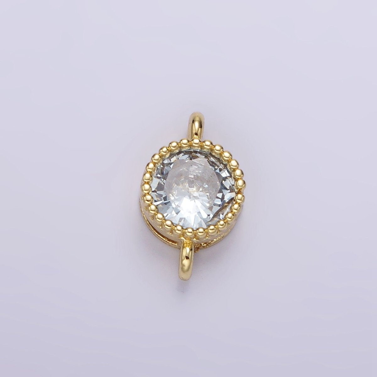 14K Gold Filled 7mm Blue, Baby Blue CZ Round Bezel Connector | G178 G179