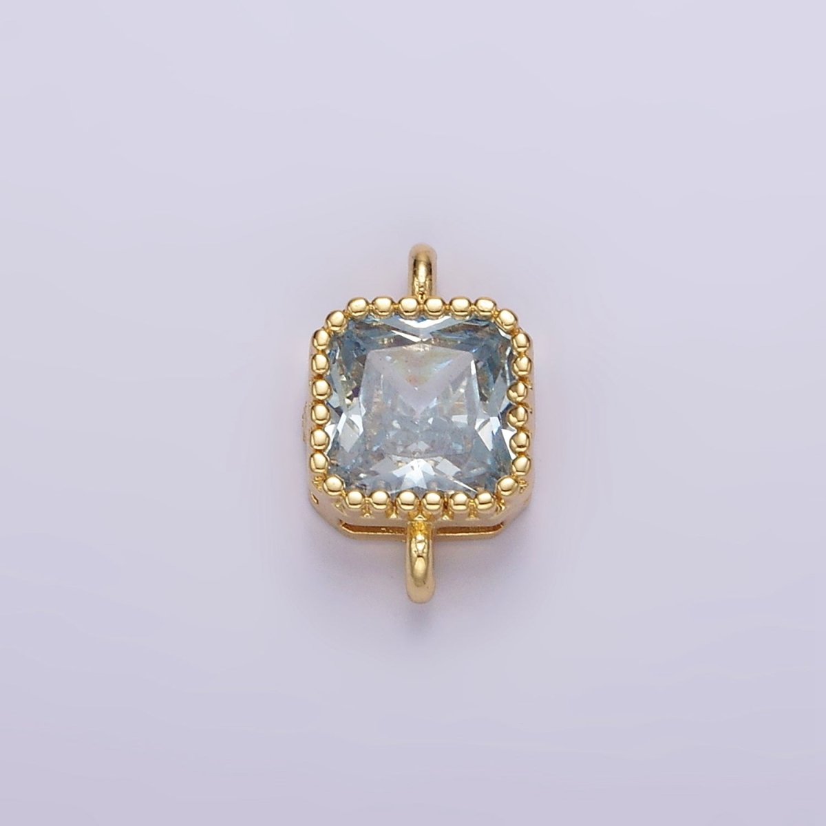 14K Gold Filled 7mm Blue, Baby Blue CZ Square Bezel Connector | G172 G173