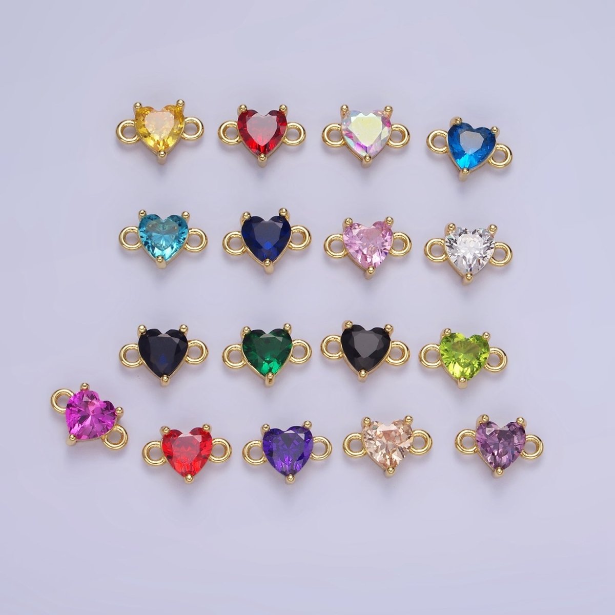 14K Gold Filled 7mm Cubic Zirconia CZ Heart Connector | G314 - G322