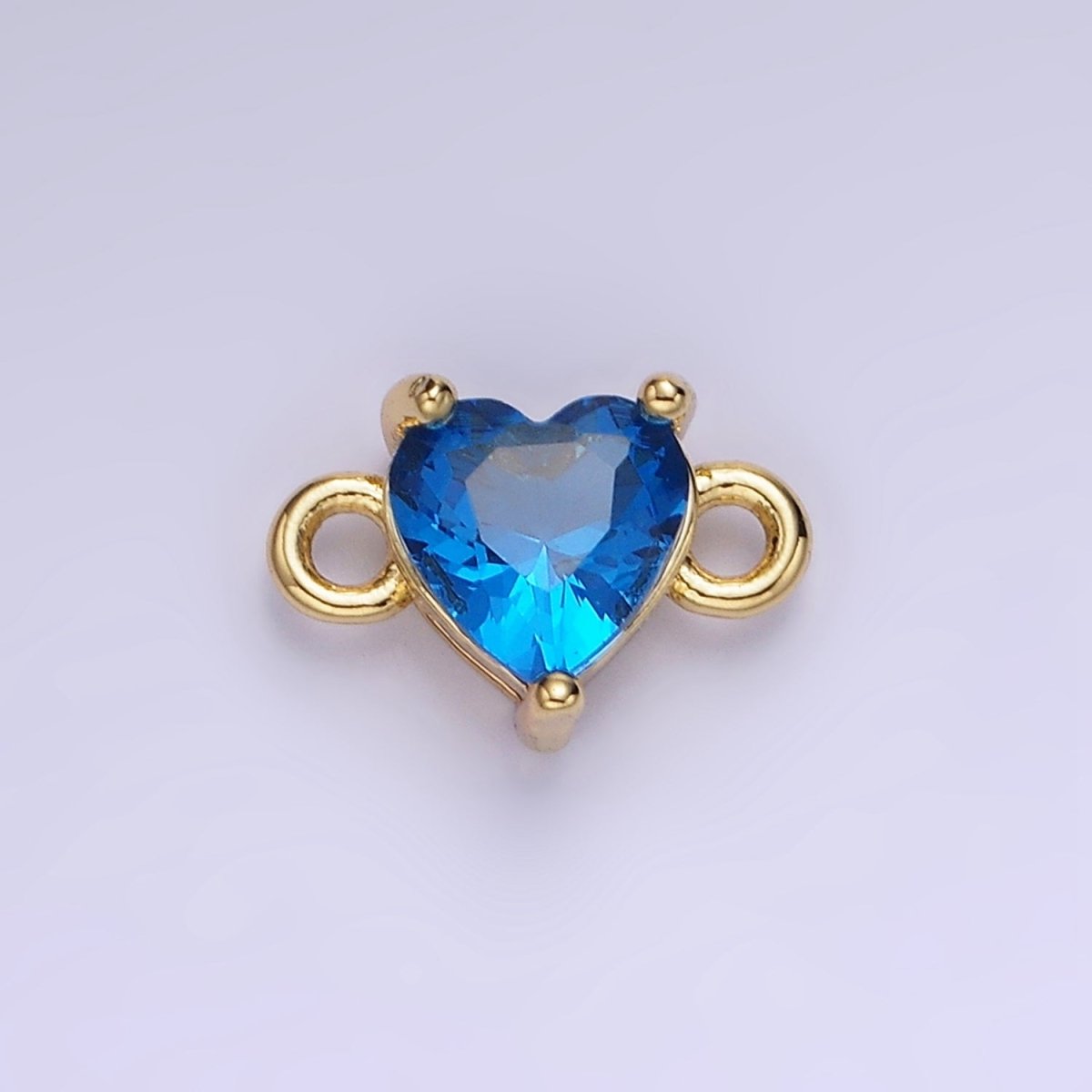 14K Gold Filled 7mm Cubic Zirconia CZ Heart Connector | G314 - G322