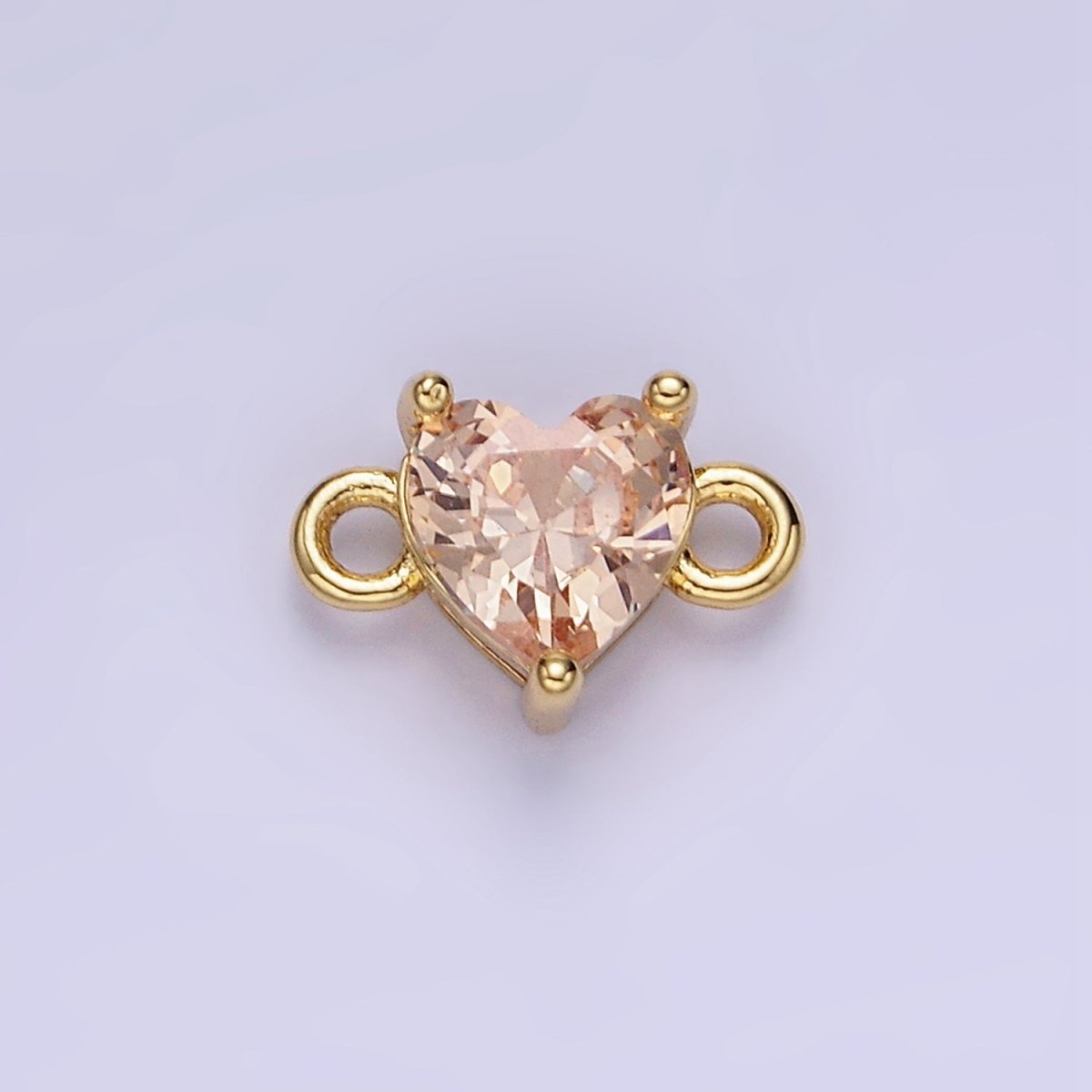 14K Gold Filled 7mm Cubic Zirconia CZ Heart Connector | G314 - G322