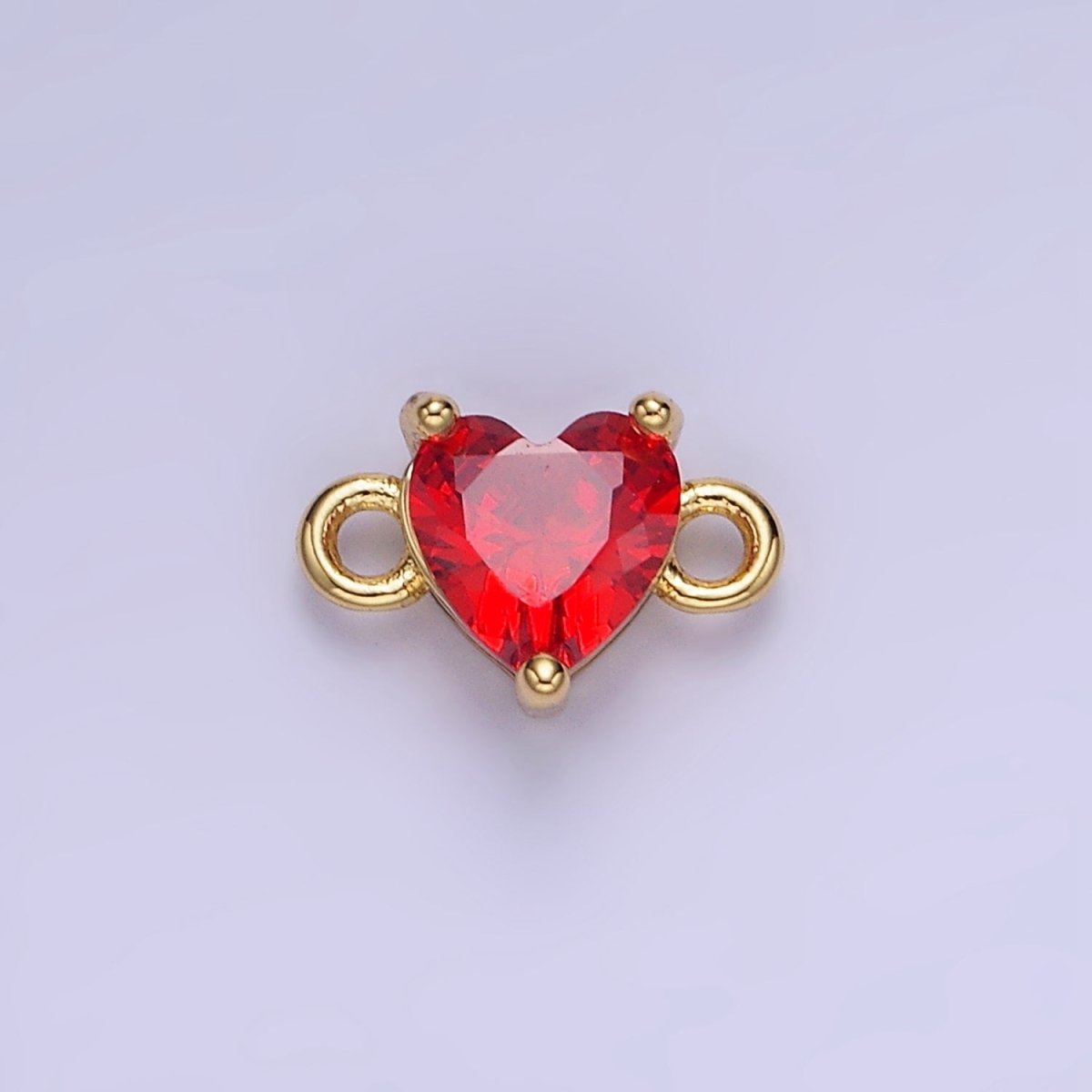 14K Gold Filled 7mm Cubic Zirconia CZ Heart Connector | G314 - G322