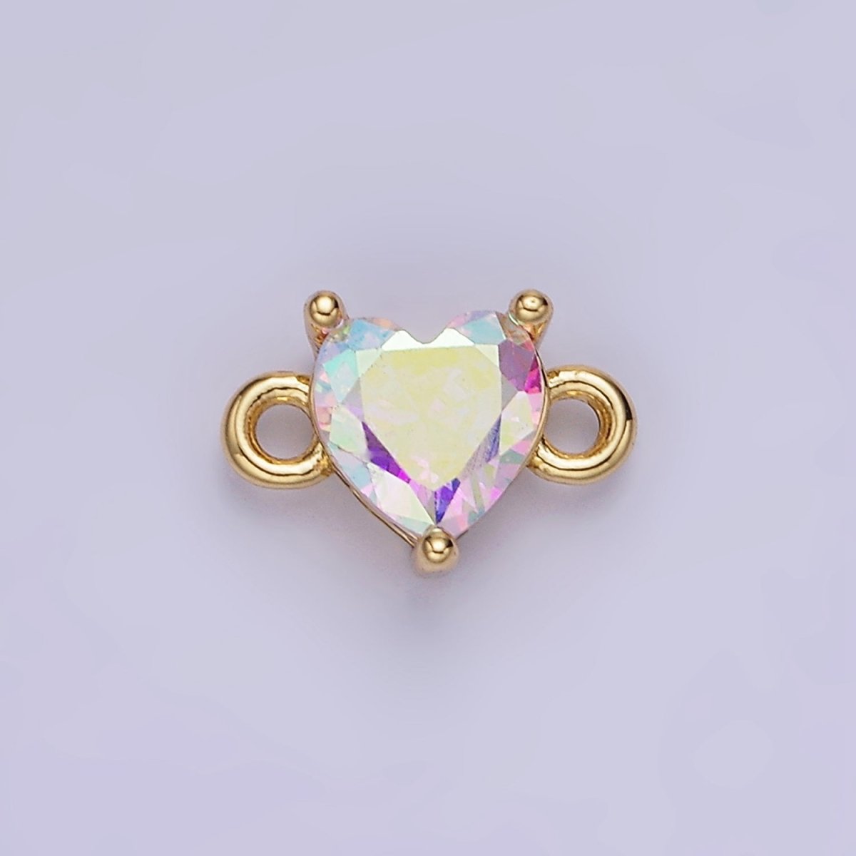 14K Gold Filled 7mm Cubic Zirconia CZ Heart Connector | G314 - G322