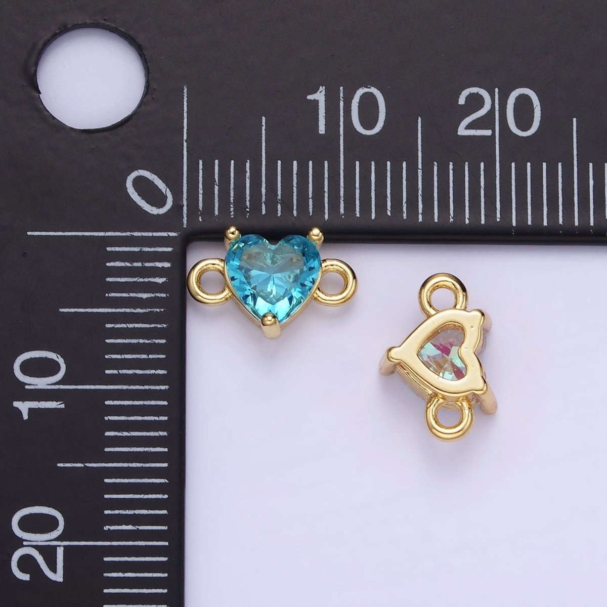 14K Gold Filled 7mm Cubic Zirconia CZ Heart Connector | G314 - G322