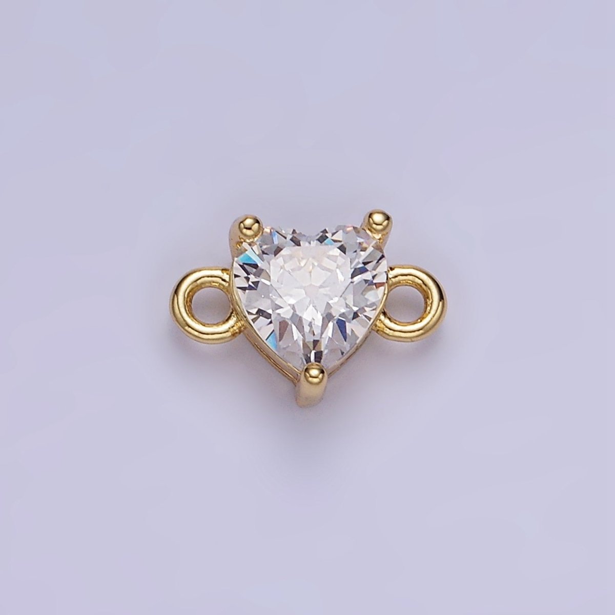 14K Gold Filled 7mm Cubic Zirconia CZ Heart Connector | G314 - G322