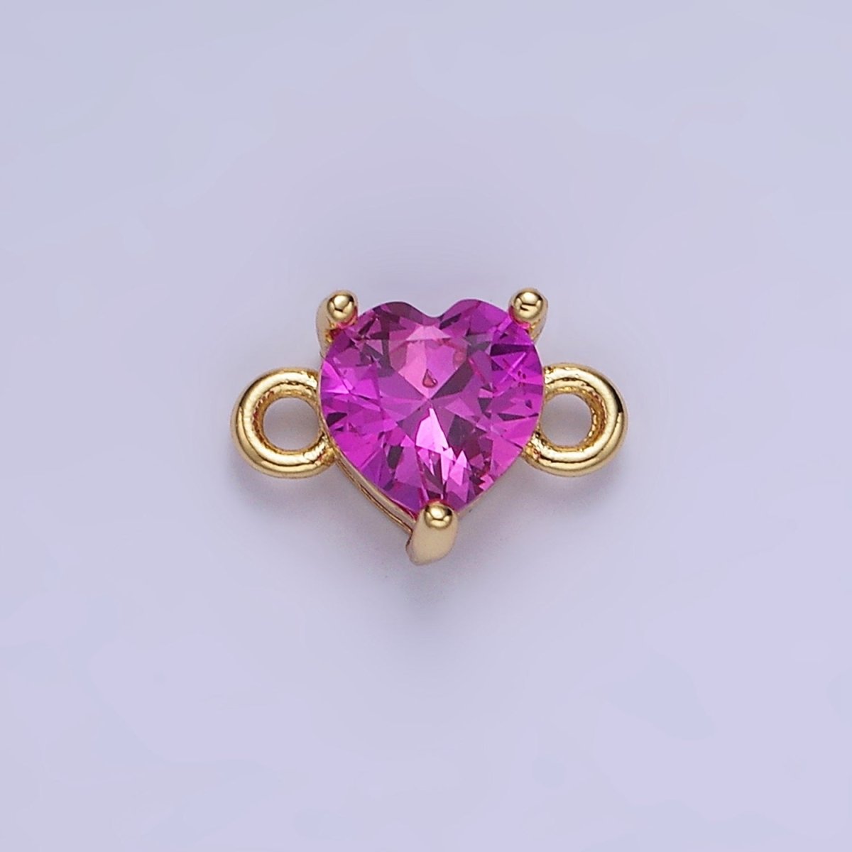 14K Gold Filled 7mm Cubic Zirconia CZ Heart Connector | G314 - G322