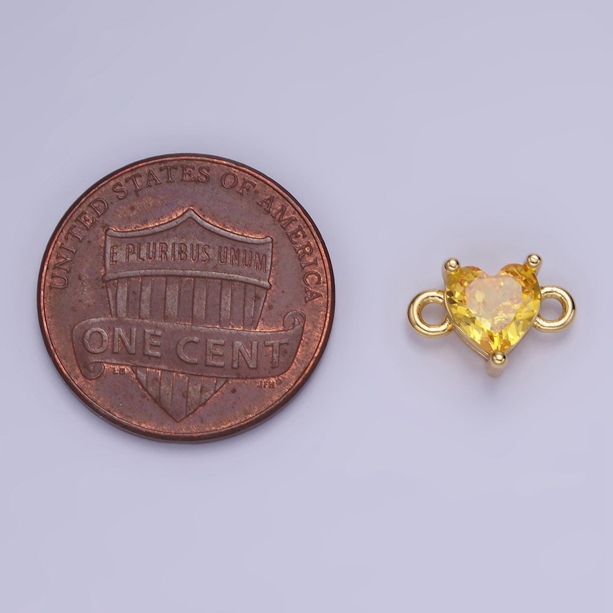14K Gold Filled 7mm Cubic Zirconia CZ Heart Connector | G314 - G322