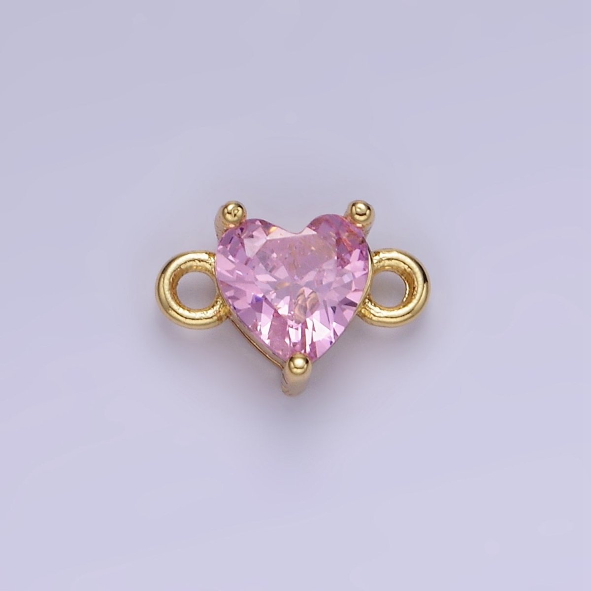 14K Gold Filled 7mm Cubic Zirconia CZ Heart Connector | G314 - G322
