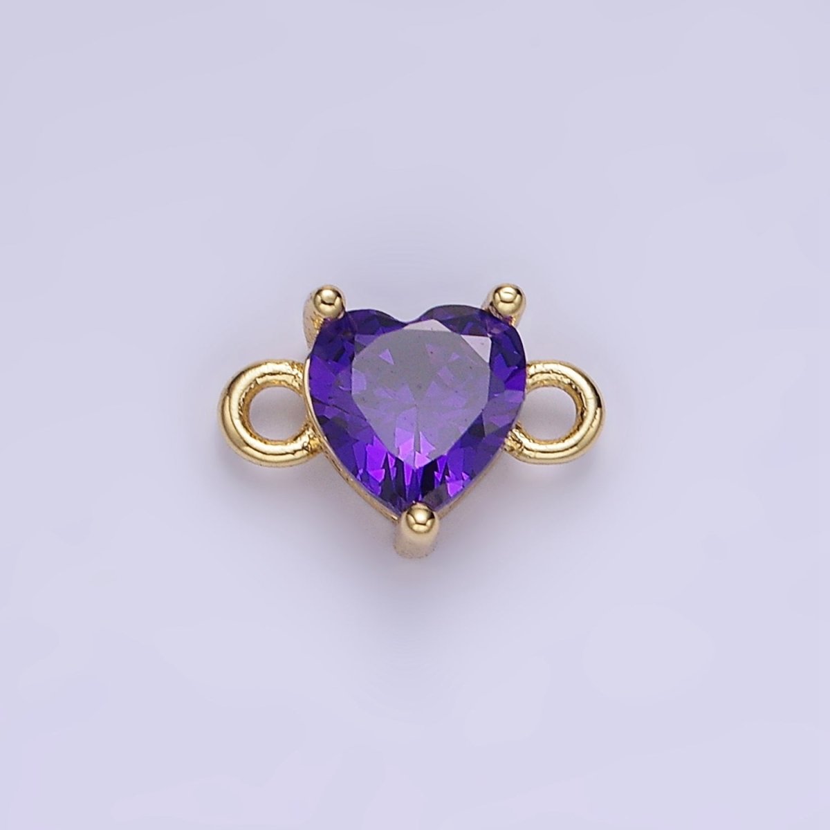 14K Gold Filled 7mm Cubic Zirconia CZ Heart Connector | G314 - G322