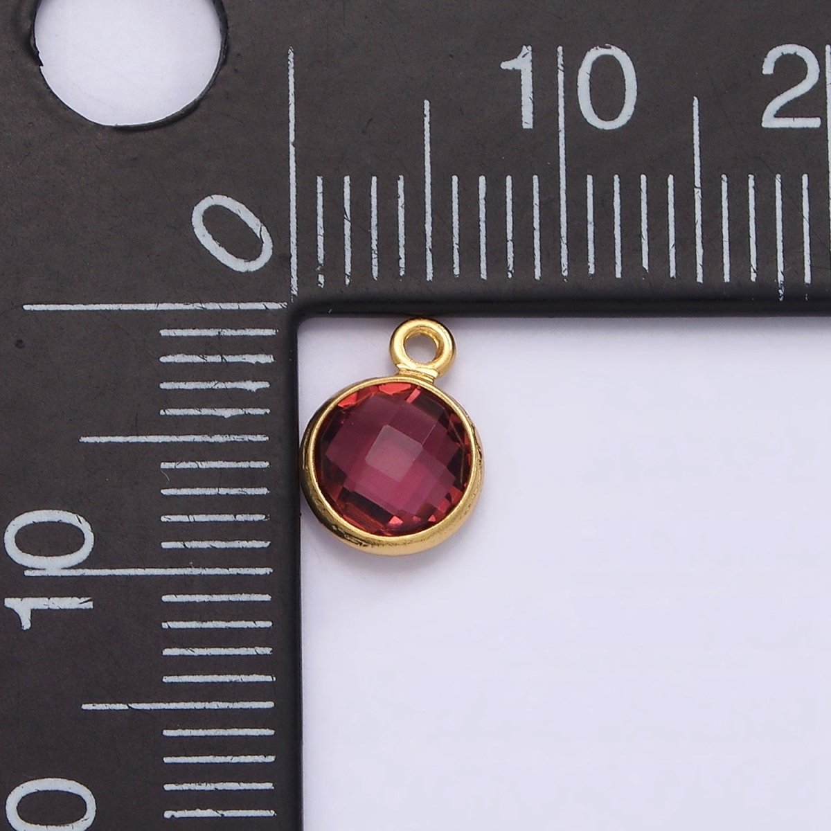 14K Gold Filled 7mm Multifaceted Birthstone CZ Round Personalized Charm | N1185 - N1196