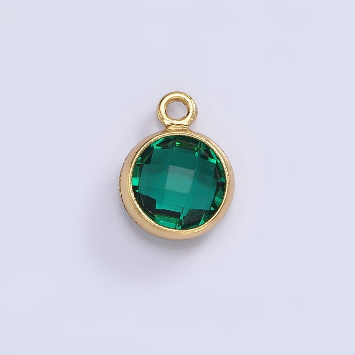 14K Gold Filled 7mm Multifaceted Birthstone CZ Round Personalized Charm | N1185 - N1196