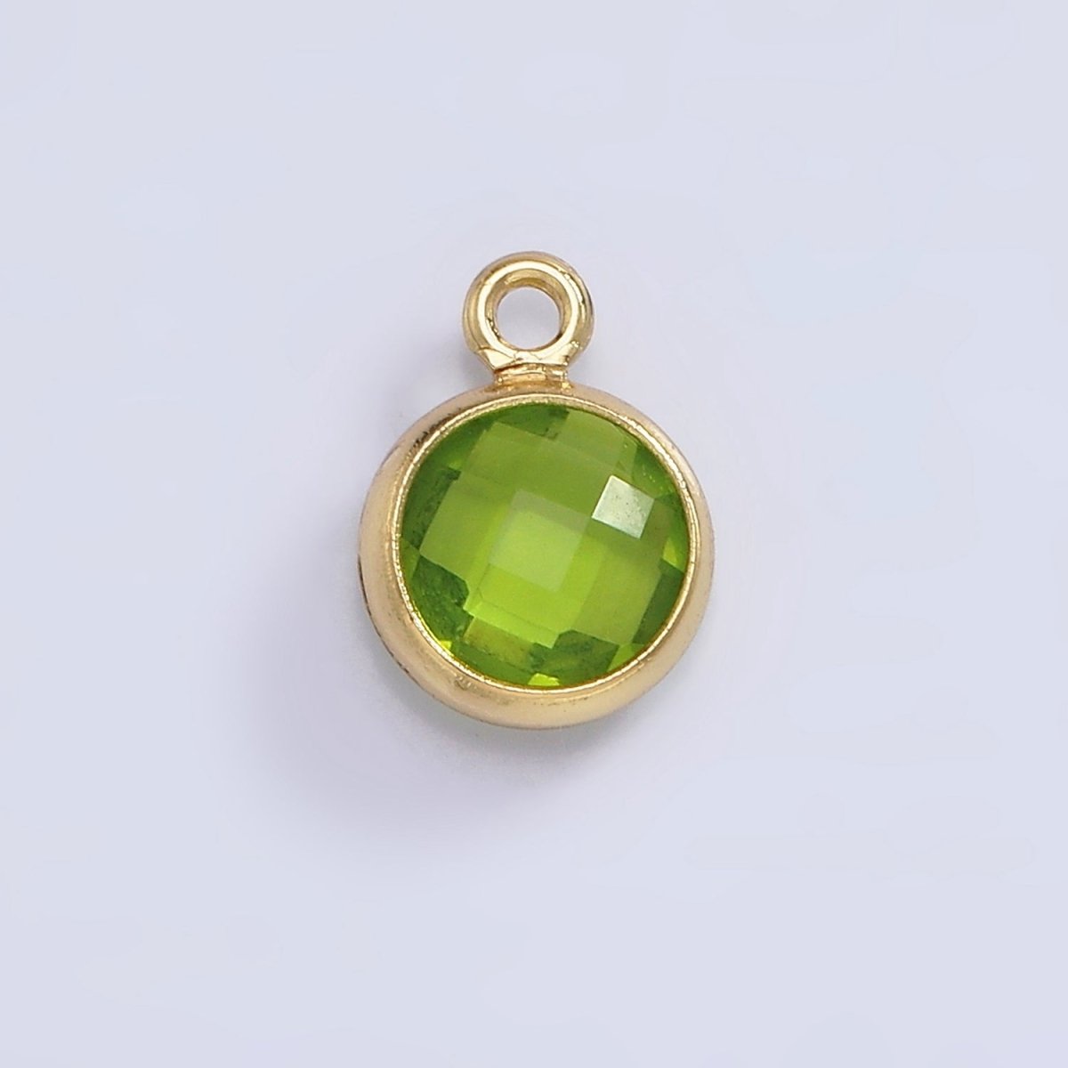 14K Gold Filled 7mm Multifaceted Birthstone CZ Round Personalized Charm | N1185 - N1196