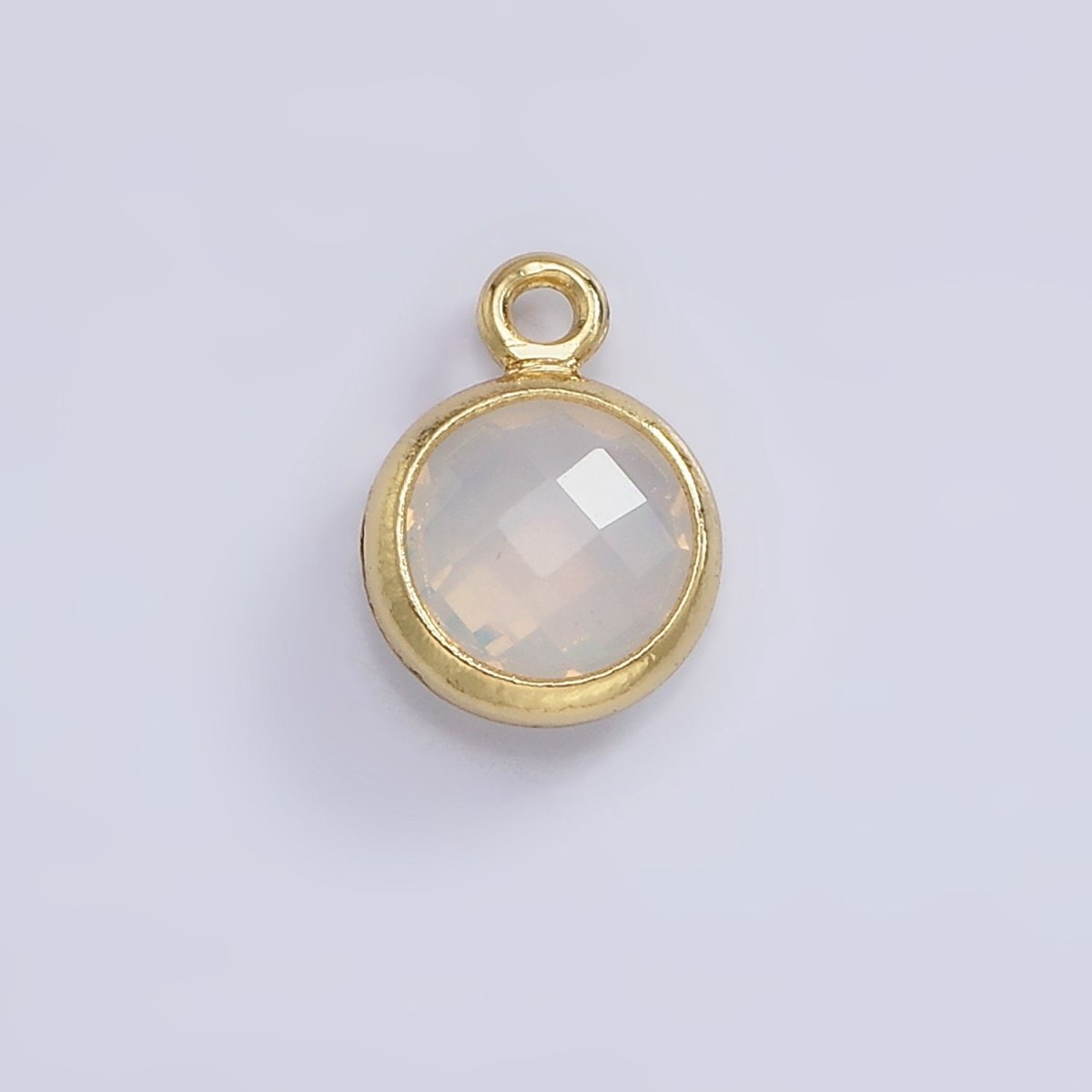 14K Gold Filled 7mm Multifaceted Birthstone CZ Round Personalized Charm | N1185 - N1196